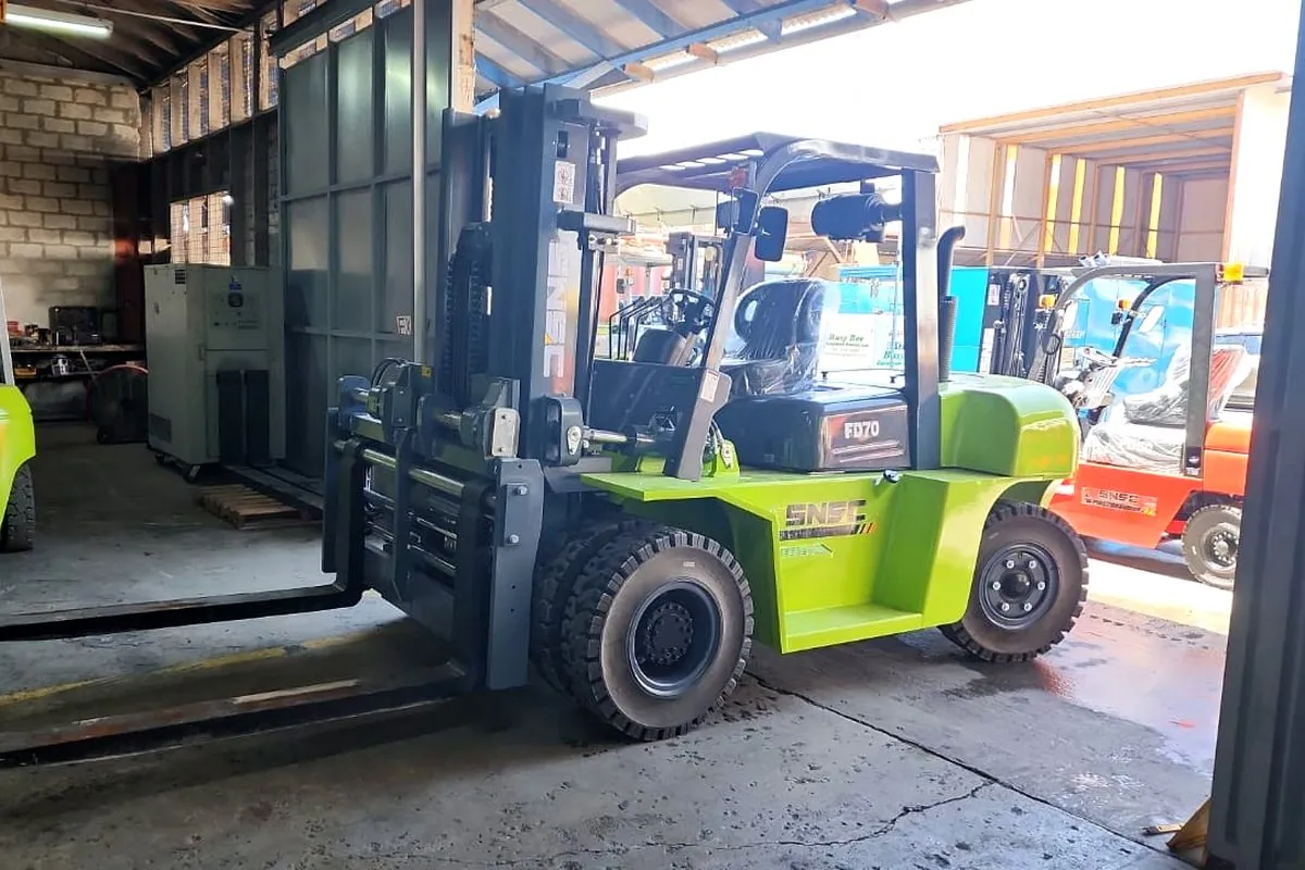 A brand new forklift in the D.A.K yard